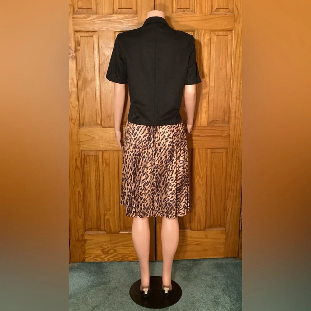NWOT Pablo Collection Vintage 90s Short Sleeve Blouse & Midi Skirt Black Tan 14P